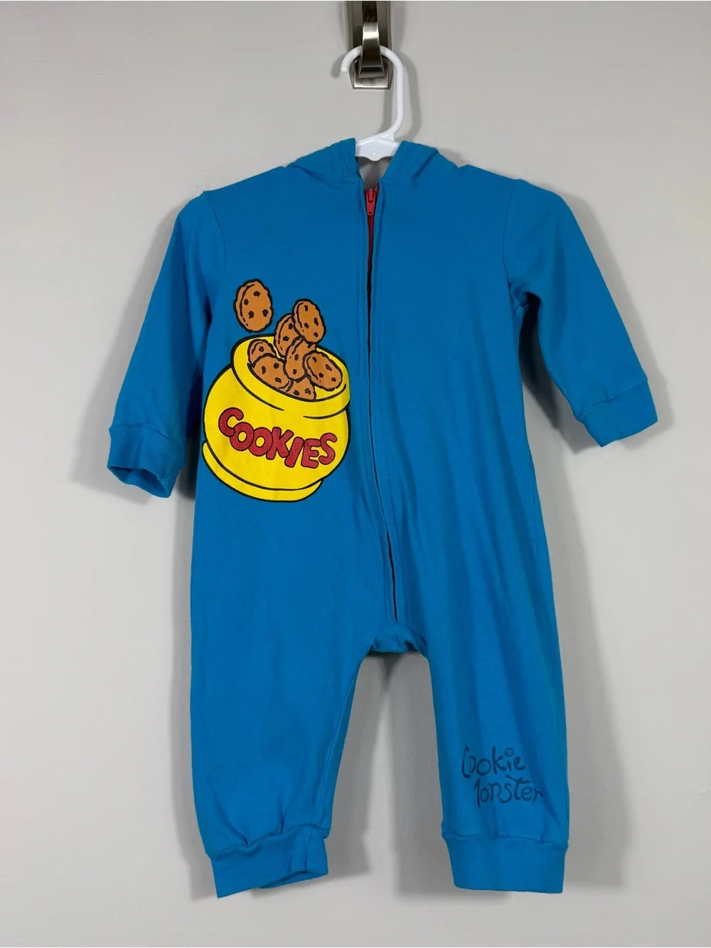 Sesame Street Cookie Monster Hooded Romper Jumpsuit Blue 12M
